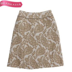 [ beautiful goods ]SCAPA/ Scapa semi tight skirt Jaguar do woven total pattern wool .36da stay green group Camel series [NEW]*51KB89