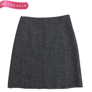 PAULE KA/ paul (pole) ka lady's knee height A line trapezoid skirt wool out si-m8 sheets connection . simple 40 gray [NEW]*51LA68