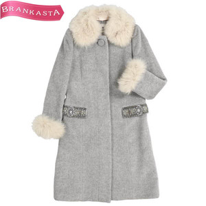 GRACE CONTINENTAL/ Grace Continental long coat 2way no color fox fur 36 gray [NEW]*61AA97