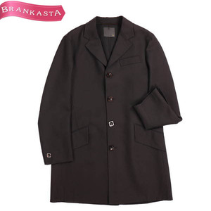 FENDI/ Fendi men's coat wool single tailored long sleeve back belt attaching center vent 48 Brown [NEW]*61AF29