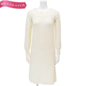 COUP DE CHANCE/ Coup de Chance knee height knitted One-piece long sleeve la gran sleeve ound-necked wool .38 ivory [NEW]*61AH44