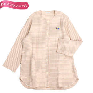  Tsumori Chisato sleep lady's part shop put on room wear pyjamas tops shirt long sleeve thousand bird .. pattern L beige [NEW]*61BB96