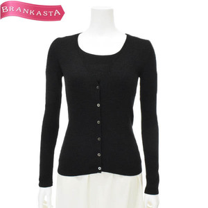 [ beautiful goods ]DKNY/ Donna Karan New York ensemble tops long sleeve V neck cardigan × short sleeves rib knitted P black [NEW]*61CE27
