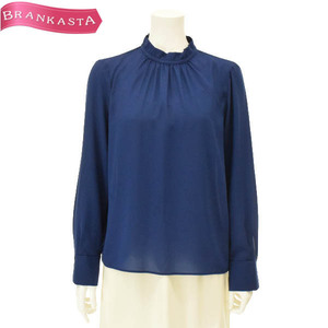 [ regular price 2 ten thousand ]PINKY&DIANNE/ Pinky and Diane soft georgette mok neck blouse long sleeve 38 navy [NEW]*61CH99