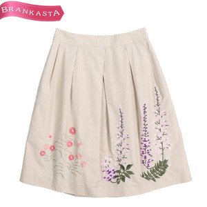 49AV.JUNKO SHIMADA/49 avenue Junko Shimada flair skirt floral print embroidery 38 M beige pink lavender [NEW]*61DA37