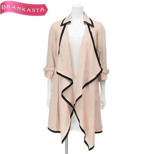 GRACE Class/ Grace Class long spring coat 7 minute sleeve bai color belt attaching 36 S pink beige group black [NEW]*61DE05