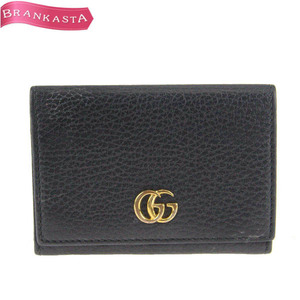 GUCCI/グッチ プチマーモント 474748 レディース カードケース 名刺入れ ダブルG カーフレザー 本革 黒 [NEW]★52GC08