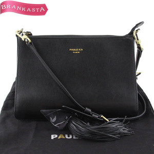 PAULE KA/ paul (pole) ka lady's shoulder bag leather original leather tassel silk ribbon Cross body bag black [NEW]*52LB32