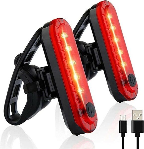 【2個セット】自転車 テールライト 4点灯モード USB充電式 LEDランプ 安全警告ランプ 簡単装着