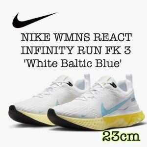 NIKE WMNS REACT INFINITY RUN FK 3 'White Baltic Blue' Nike wi men's rear kto Infinity Ran FK 3 (DZ3016-102) white 23cm box less .