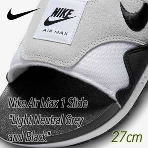 Nike Air Max 1 Slide ナイキ エアマックス1 スライド ライトニュートラルグレー アンド ブラック(DH0295-102)白27cm箱無し