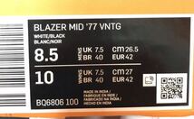 Nike Blazer Mid '77 Vintage White/Black ナイキ ブレーザー ミッド '77 ヴィンテージ ホワイト/ブラック(BQ6806-100)白26.5cm箱無し_画像3