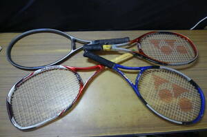 EE617 硬式テニスラケット 4点[YONEX RD GRAPHITE25,RDS25(G0)/RQ GRAPHREX OPEN(G1),YAMAHA GRAPHITE75(4 3/8)] まとめ ジャンク /140