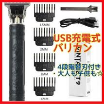 バリカン 電動 電気 髭トリマー USB 充電 散髪 コードレス ヘアトリマー_画像1