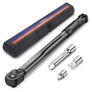 プレセット型 トルクレンチ 3/8インチ 5-60N・m 差込角 9.5MM 1/2変換 1/4/変換ヘッド ソケット バイク 両回転可能 送料無料 NLBS-005-B