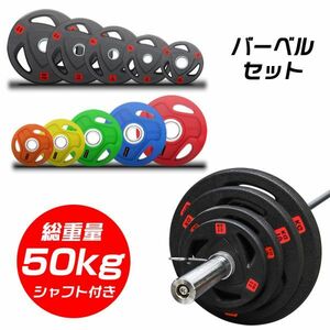 バーベル プレートセット 50KG バーベルシャフト アイアンプレート ベンチプレス 耐磨耗滑止め 鉄アレイ 筋トレ器具BFP01-04YUL04