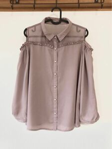 Lutique 春 夏 トップス シフォンシャツ オフショルダー ブラウス ゆったり お洒落 無地 大人可愛い 肩出し シャツ