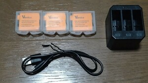 Vemico gopro バッテリー ゴープロHero 7 ブラック/Hero 6/Hero 5 対応 USB充電器付き Type-C　バッテリー 3個 1500ｍAh
