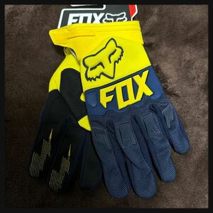 M【最安値】黄 紺色 イエロー ネイビー FOX RACING フォックス グローブ バイク モトクロス オフロード MX MTB 春 夏 秋