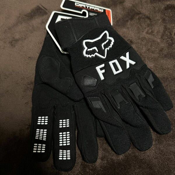 XL 新23年　黒 FOX RACING フォックス グローブ手袋 ダートパウ バイク モトクロス オフロード MX 防護手袋 防風 レーシング MTB