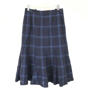 レリアン/Leilian★膝丈/フレアスカート【13/レディースLL/紺/navy blue/チェック】Skirts◆BH711