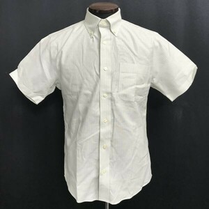 エディーバウアー/Eddie Bauer★形状記憶/半袖シャツ【メンズXS/白×薄緑/white×light green/ストライプ/ボタンダウン】Tops◆BH756