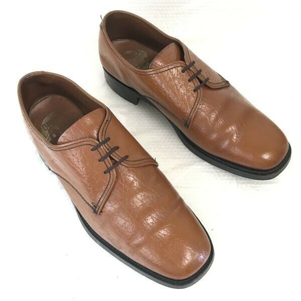 70s-80s?/イングランド製/Vintage☆BRUNEL☆本革/グッドイヤー製法/プレーントゥ【26.5-27.0/茶/BROWN】ビジネス/dress shoes○bF-159