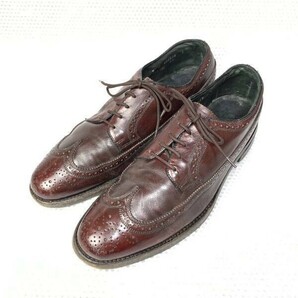 1972年製?☆フローシャイムFlorsheim☆サイズ9C☆26.0〜27.0cm☆フルグローブ ウイングチップ ビジネスシューズ☆赤茶△6-39