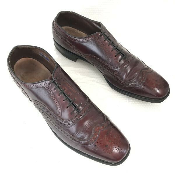 80s-90s アレンエドモンズ/Allen Edomonds/McAllister☆フルブローグ/ウイングチップ【13AAA/27.0-28.5/バーガンディ】dress shoes◇cF-186