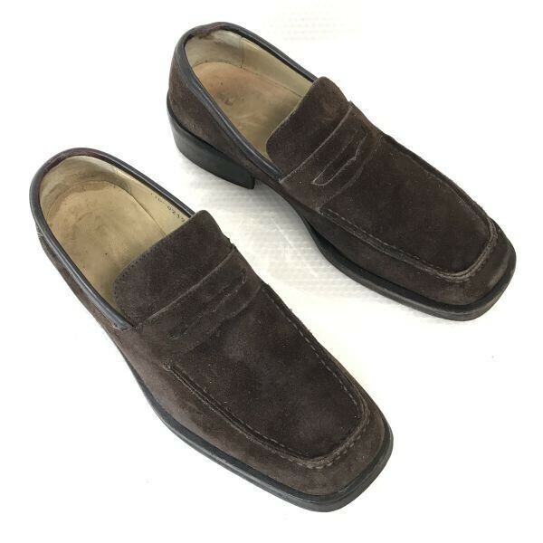 80s-90s?/Vintage☆グッチ/GUCCI☆スエード本革/ローファ/モカシン【40.5E/25.5/茶/BROWN】スリッポン/ビジネス/dress shoes◎bD-108