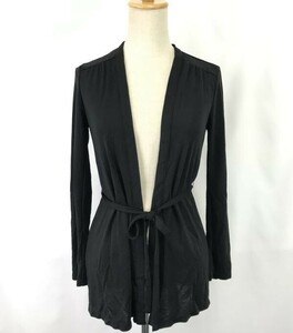  made in Japan * Indivi /INDIVI* button less / knitted cardigan [36/ lady's S/ black /black] small of the back cord /cardigan*BH727