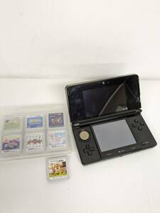 【 動作確認済み ソフト７点付き 】ニンテンドー３DS ブラック 本体 ニンテンドッグス モンハン カービィ 妖怪ウォッチ 他 Nintendo（宮2）