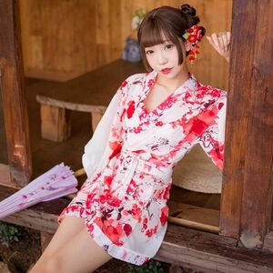 3 позиций комплект супер sexy прекрасное качество шифон японский стиль юката способ платье кимоно свободная домашняя одежда прозрачный цветок . костюмированная игра Ran Jerry женский костюм 