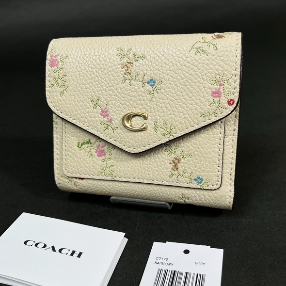 【COACH 本物 新品 コーチUSAアウトレット正規品】ウイン スモール ウォレット アンティーク フローラル 三つ折り財布 C7175 花柄 新作