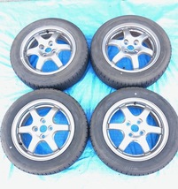 [T-9]トヨタ PRIUS NHW10 ホイール 15X5J 4穴 15インチ / BRIDGESTONE NEWNO 165/65R15 タイヤSET 中古★_画像1