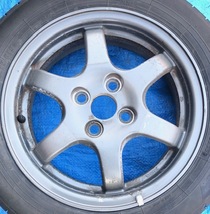 [T-9]トヨタ PRIUS NHW10 ホイール 15X5J 4穴 15インチ / BRIDGESTONE NEWNO 165/65R15 タイヤSET 中古★_画像4