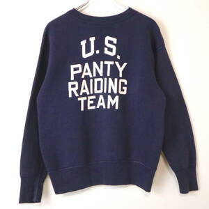 [前V] バックプリント 60s Sweat スウェット vintage ヴィンテージ 3段 リブ長 ヴィンスウェ ネイビー ラバープリント 希少 50s