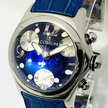 1円～ CORUM コルム BUBBLE バブル クロノグラフ デイト 196.250.20 クォーツ レディース ボーイズ 腕時計 稼働品_画像1