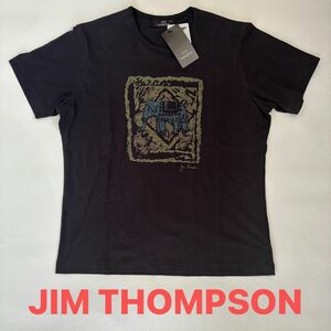 JIM THOMPSON ジムトンプソンストレッチ 半袖Tシャツ　ブラック　ゾウプリント　 クルーネック　タグ付き未使用　