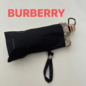 BURBERRY バーバリーUV晴雨兼用 折りたたみ傘　ノバチェックフリル　ブラック　 日傘 黒 
