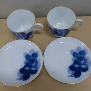 ◇大倉陶園 OKURA ブルー ローズ カップ&ソーサー ペアカップ コーヒーカップの画像4