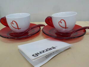 ◇guzzini set LOVE イタリア グッチーニ社 エスプレッソカップ ペアセット カップ&ソーサー スプーン　未使用