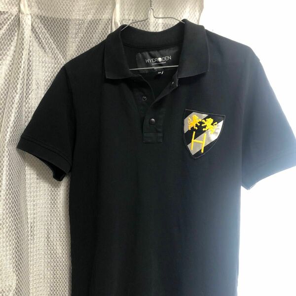 ハイドロゲン/HYDROGEN ロゴ 刺繍 半袖 ポロシャツ Tシャツ サイズ メンズL Mブラック