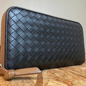 ★【美品！希少！】 BOTTEGA VENETA ボッテガヴェネタ イントレチャート ロングウォレット　長財布　男女　ブラック