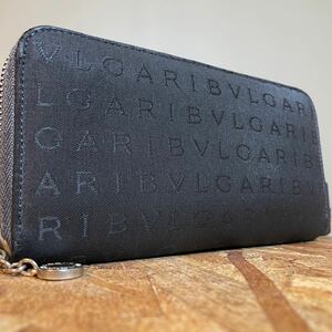 1円【美品】 BVLGARI ブルガリ ブルガリブルガリ ビーゼロ 長財布 財布 ラウンドファスナー ■レザー ブラック　小銭れ付き