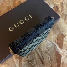 1円【美品】 GUCCI グッチ マーモント GG ウォレット 財布 インターロッキング ロングウォレット　コンパクト　二つ折り　シマ　黒　_画像4