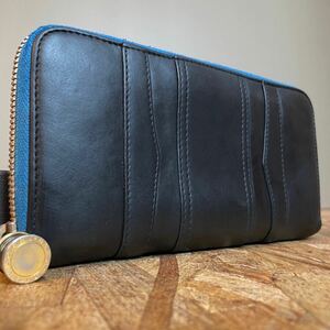 1円【美品】 BVLGARI ブルガリ ブルガリブルガリ ビーゼロ 長財布 財布 ラウンドファスナー ■レザー ブラック　小銭れ付き　ブラック