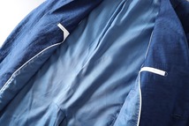 P201-M新品■テーラードジャケット メンズ カジュアル ジャケット テンセル混 格子チェック 高品質 春秋 ブレザー アウター/ブルー_画像8