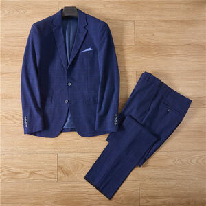 P2418-M新品■スーツカンパニー スーツ シングルスーツ ジャケット パンツ 高品質 紳士 細身 ビジネス メンズ セットアップ /ネイビー