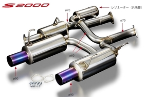 「戸田レーシング/TODA」S2000(AP1/AP2)F20C/F22C用マフラーセット Ver.2(レゾネーター付き/チタンテール)